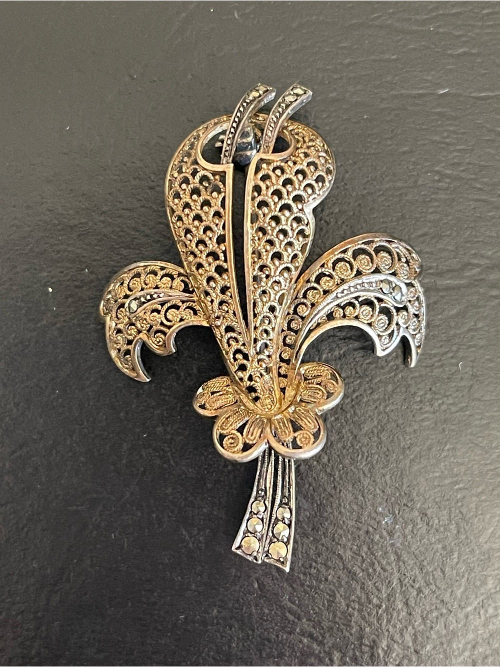 Vintage Germany sterling Filigree Brooch.